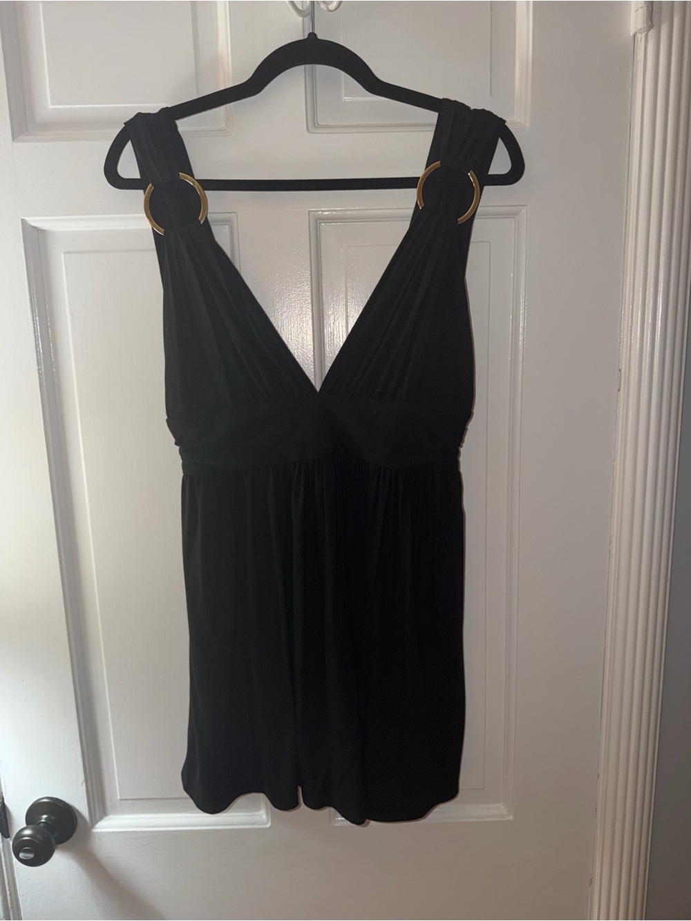 An Original Molly Women’s Black V-Neck Ring-Detail Tank Top